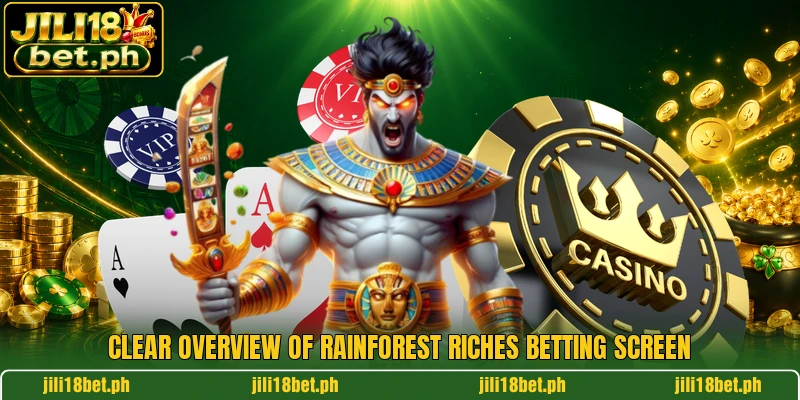 Clear overview of Rainforest Riches betting screen Clear overview of Rainforest Riches betting screen