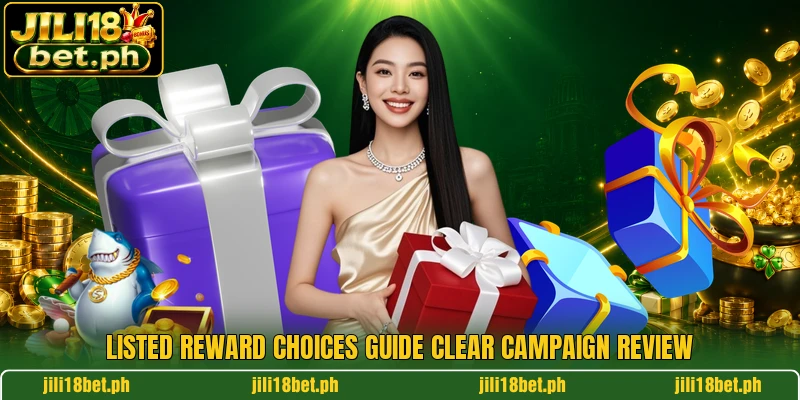Listed reward choices guide clear campaign review