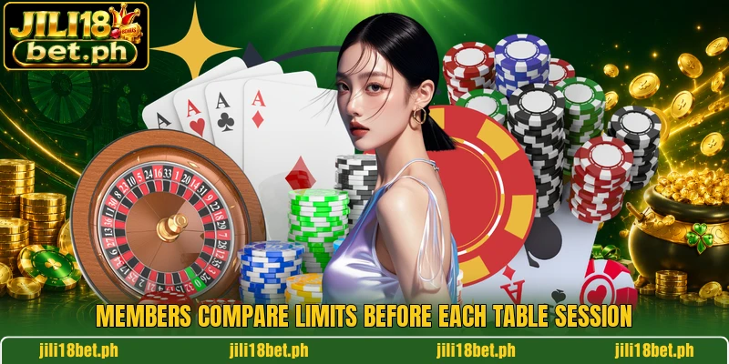Members compare limits before each table session Members compare limits before each table session
