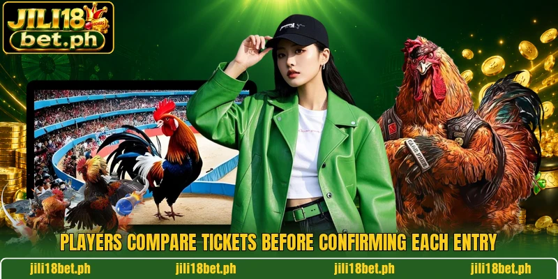 Players compare tickets before confirming each entry Players compare tickets before confirming each entry