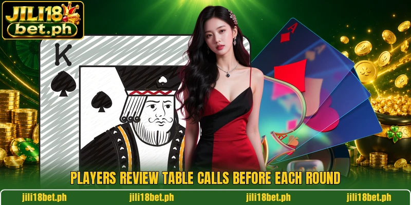 Players review table calls before each round