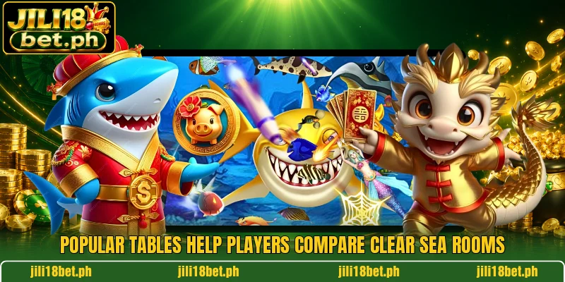 Popular tables help players compare clear sea rooms Popular tables help players compare clear sea rooms