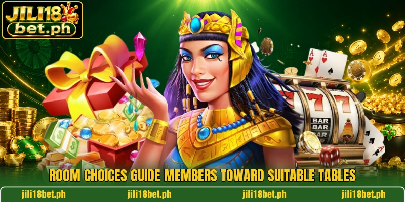 Room choices guide members toward suitable tables